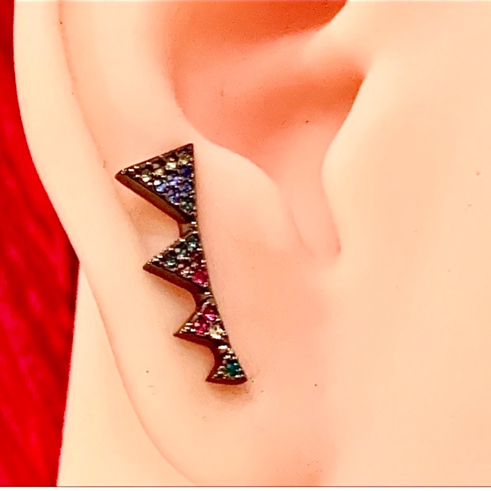 Nadri Triangle Linear Stud Earrings Multi Color - image 1